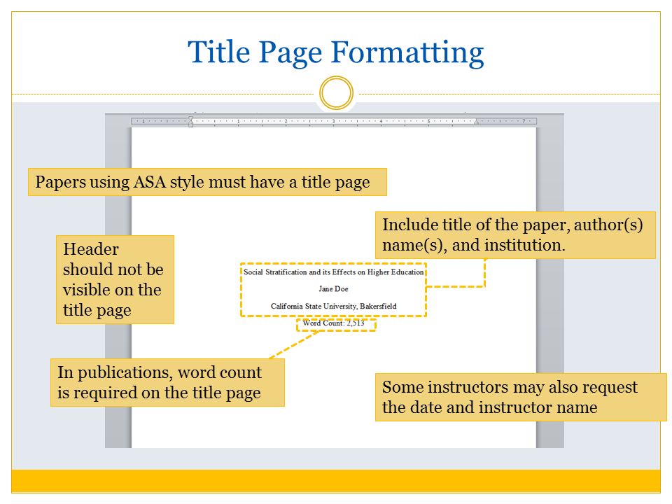 How to write a paper in asa format